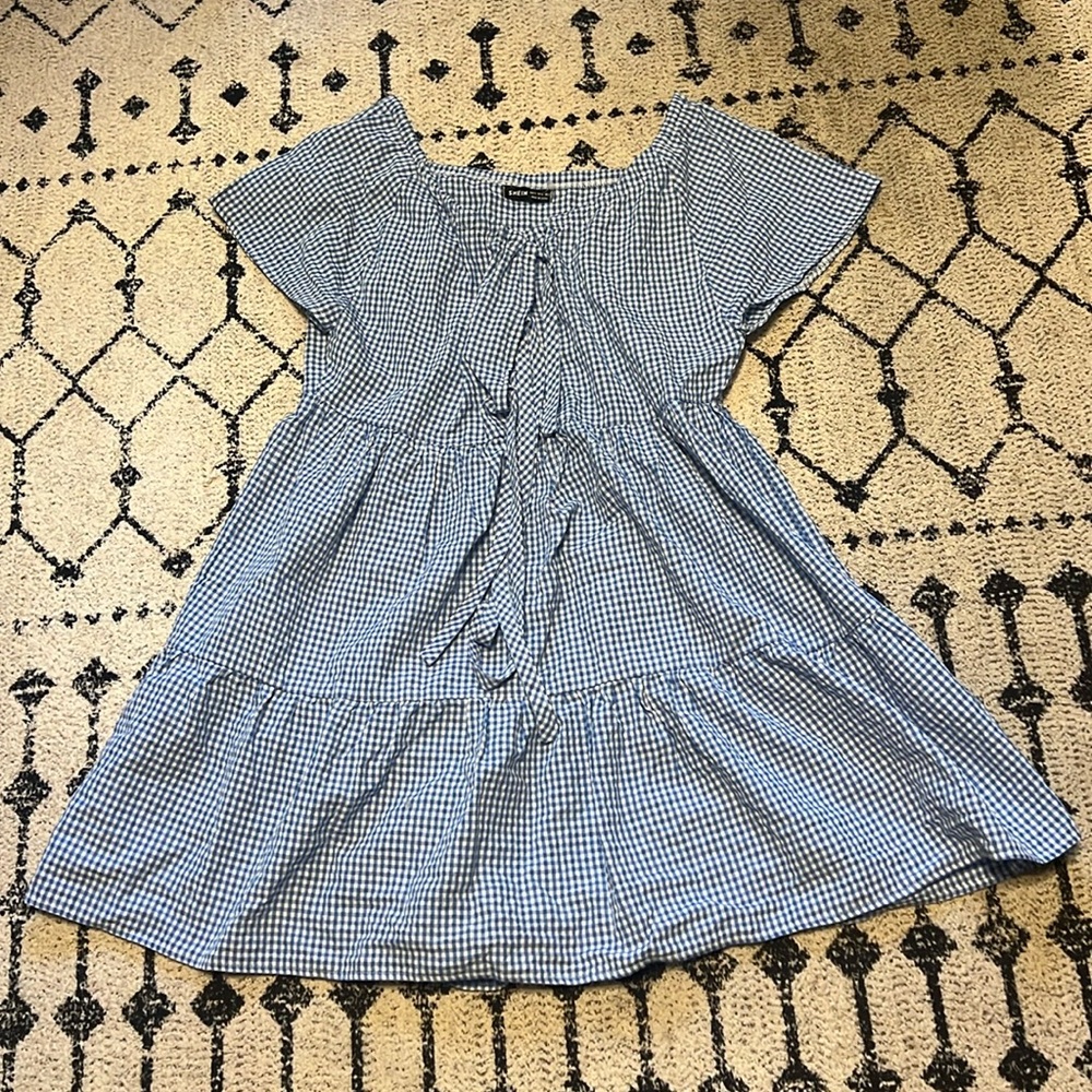 SHEIN blue and white checkered dress